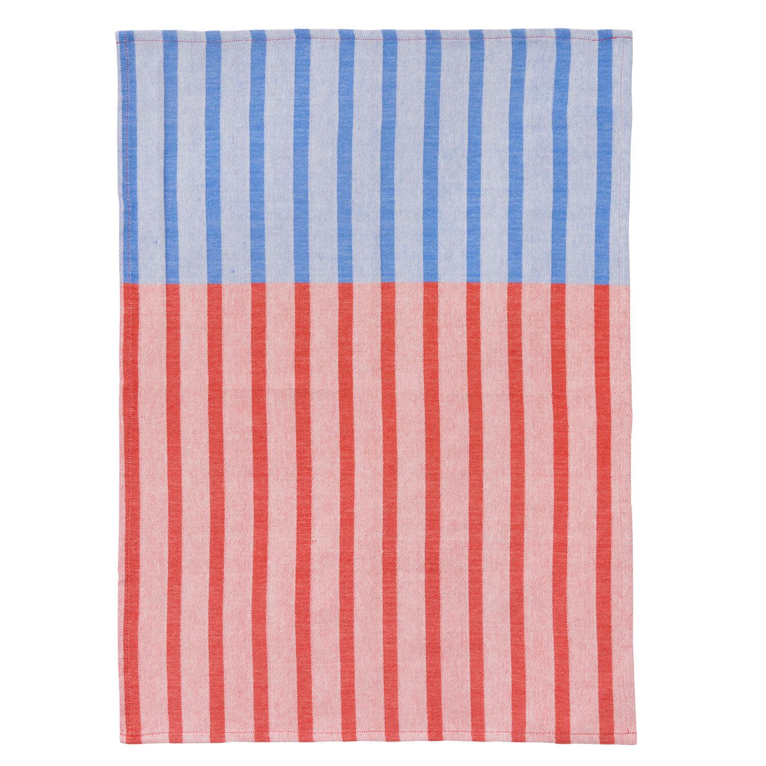 Viskestykke stribet, blå/rød - 50x70 cm.